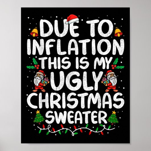 Poster Drôle à cause de l'inflation affreux pulls de Noël (Devant)