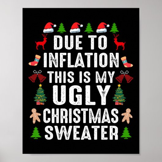 Poster Drôle à cause de l'inflation affreux pulls de Noël (Devant)