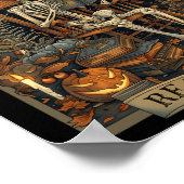 Poster Drôle à lire en paix Squelette Halloween Lire Bynn (Coin)