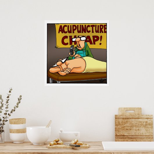 Poster drôle "Acupuncture pas chère" (Cuisine)
