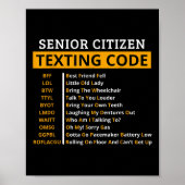 Poster Drôle Aîné Citoyens Texter Code Design Cadeau Pour (Devant)