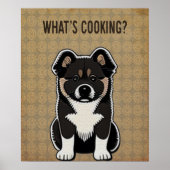 Poster Drôle Akita Puppy Kitchen Joke (Devant)