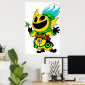 Poster Drôle alien dessin animé créature | Art AI (Bureau à domicile)