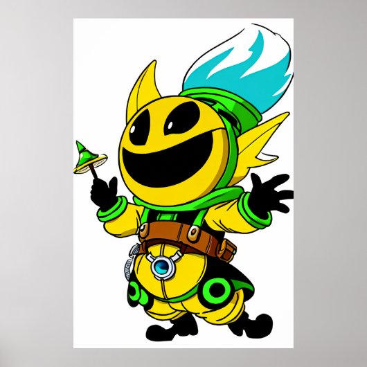 Poster Drôle alien dessin animé créature | Art AI (Devant)