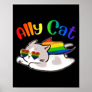 Poster Drôle Ally Chat Purride Lgbtq Mois Gay pride Femme
