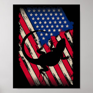 Poster Drôle Amérique assidu Dragon Drapeau américain Hap