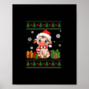 Poster drôle amoureux de la vache mignonne vache santa ch