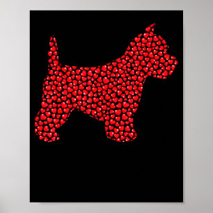 Poster Drôle Amoureux de Westie Cœurs Amour Westie Valent
