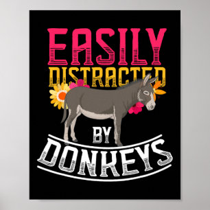 Poster Drôle Amoureux des animaux de ferme Donkey