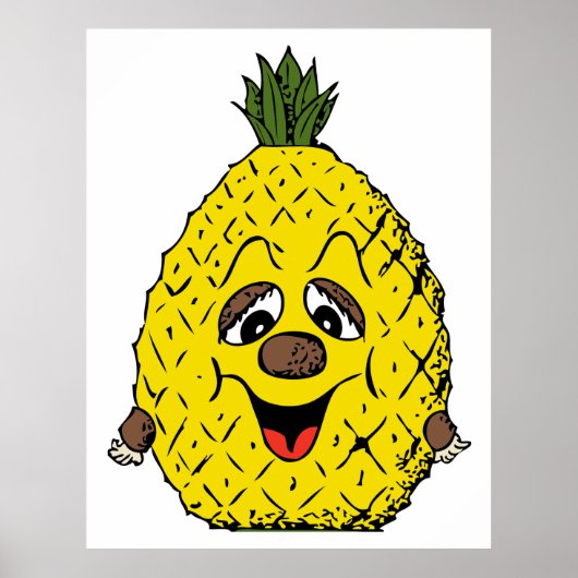 Poster Drôle ananas Cartoon Face Foodie, ZSSG (Devant)