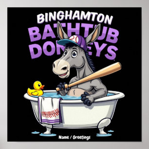 Poster Drôle Âne de Baignoire de Batte de Baseball de Bin
