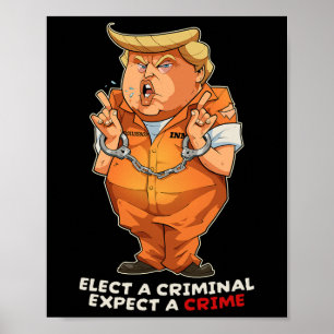 Poster Drôle Anti-trump Élu Un Criminel Crimes Drôle Ant