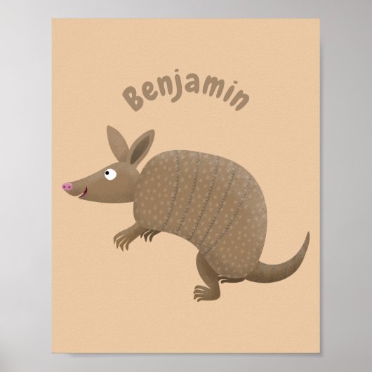 Poster Drôle armadillo joyeux dessin animé (Devant)