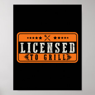 Poster Drôle Autorisé À Grill Bbq