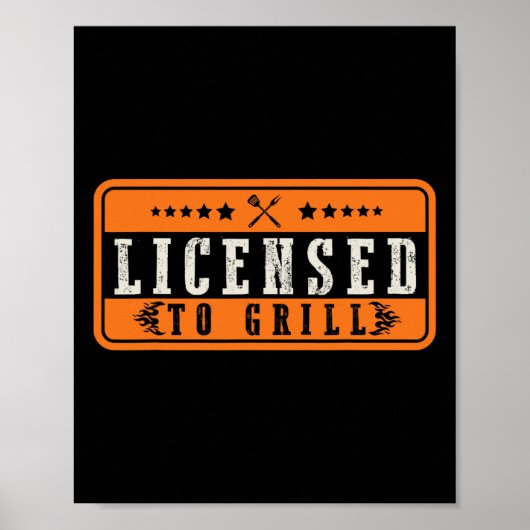 Poster Drôle Autorisé À Grill Bbq (Devant)