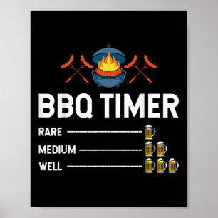 Poster Drôle Barbecue Chef Bbq Timer Fête de la bière