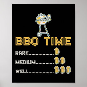 Poster Drôle Barbecue Chef Viande fumée Bière Boire Cadea