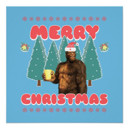 Poster Drôle Bigfoot - Joyeux Noël (Devant)