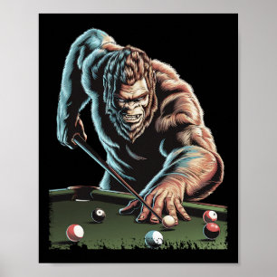 Poster Drôle Bigfoot Sasquatch Billard Joueur de billard