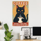 Poster Drôle Black Cat Coffee Art (Bureau à domicile)