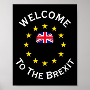 Poster Drôle bleu jaune Bienvenue dans le Brexit de l'Uni