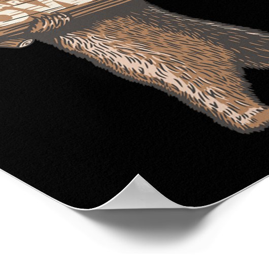 Poster Drôle Bowling Bowler Bear y Awesome Dire (Coin)