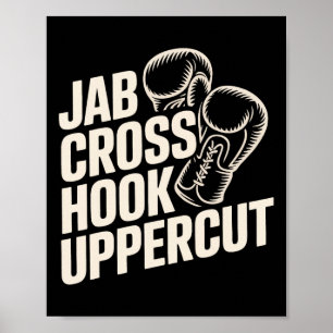 Poster Drôle Boxe Gym Jab Cross Hook Uppercut Pour Femmes