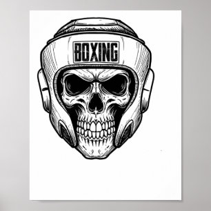 Poster Drôle Boxe Rétro Vintage Boxeur Crâne Pour Boxe