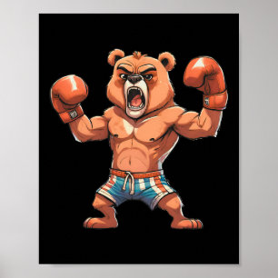 Poster Drôle Boxer Ours Boxer Joueur de tournoi Cadeaux