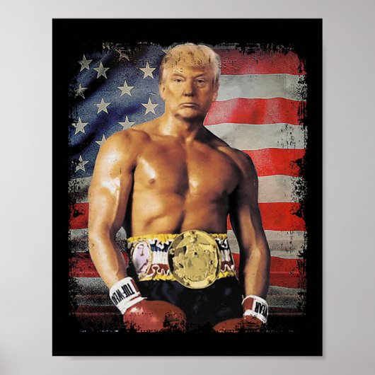 Poster Drôle Boxer Trump Trump Rocky Meme (Devant)