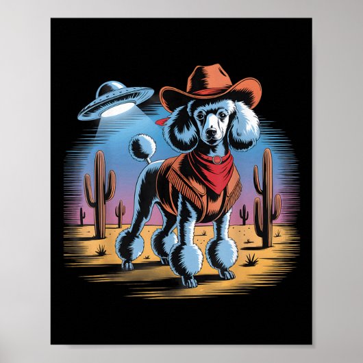 Poster Drôle canicule cow-boy Ufo Desert Sunset Scène (Devant)