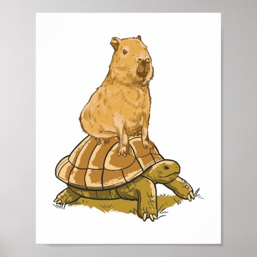 Poster Drôle Capybara Animal Turtle Cute Capybara (Devant)