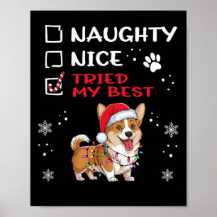 Poster Drôle Cardigan Welsh Corgi Chien Noël Naughty N
