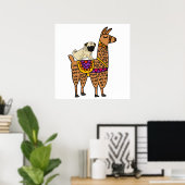 Poster Drôle Carlin Chien équitation Llama Dessin (Bureau à domicile)