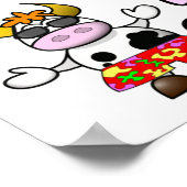 Poster drôle Cartoon Beach Vache Couple Poster (Coin)