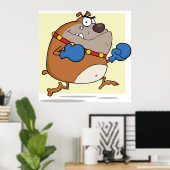 Poster Drôle Cartoon Bulldog Boxer Chien (Bureau à domicile)