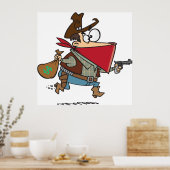 Poster Drôle Cartoon Cowboy Bandit Robber (Cuisine)
