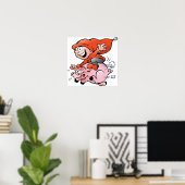 Poster Drôle Cartoon Gnome équitation Flying Pig (Bureau à domicile)
