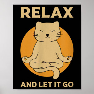Poster Drôle Cat Graphic Yoga Zen méditation