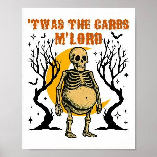 Poster Drôle C'Était Carbs M'lord Skeleton Retro Éffrayan (Devant)