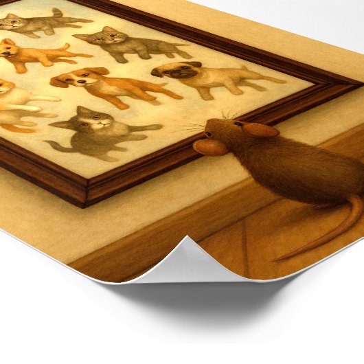 Poster Drôle Chat et Dog Wall Art (Coin)