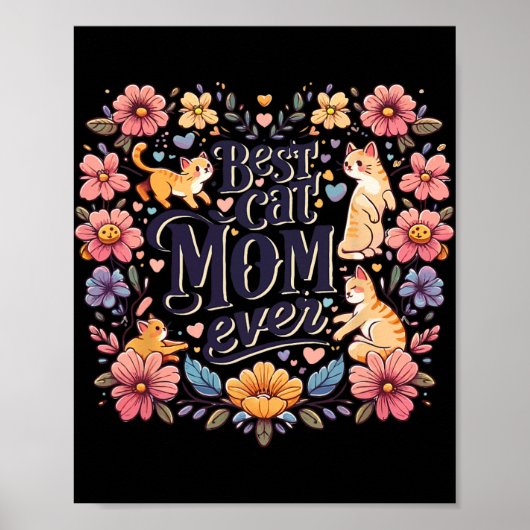Poster Drôle Chat Graphisme Femmes Mère Chat Kitten Meill (Devant)
