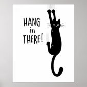 Poster Drôle Chat Noir Accroché - Accrochez-vous là ! (Devant)