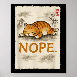 Poster Drôle Chat Nope Lazy Orange Kitten Lady Love Sumi