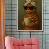 Poster Drôle Chat Spa Wall Art, Cadeau pour Amoureux de l