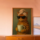 Poster Drôle Chat Spa Wall Art, Cadeau pour Amoureux de l