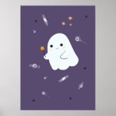 Poster Drôle chats de dessin animé avec balais, citrouill (Devant)