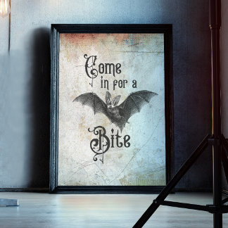 Poster Drôle Chauve-Souris Vampire d'Halloween Venez pour