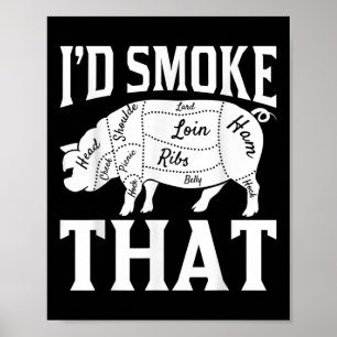 Poster Drôle Chef Barbecue Id Fumer Ce Drôle Bar À Viande