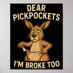 Poster Drôle Cher Ckckets Je Suis Fauché Aussi Kangourou 